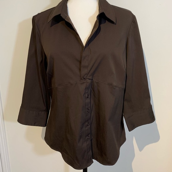 Dark Brown Pull-Over Blouse Size Large - Picture 1 of 5